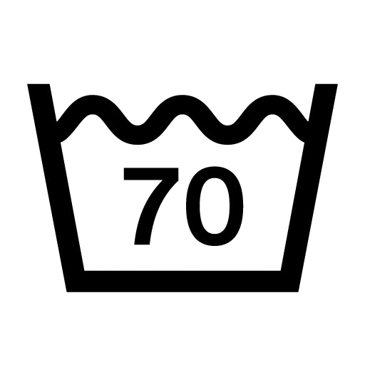 洗濯マーク_たらいに70の数字が記載されている