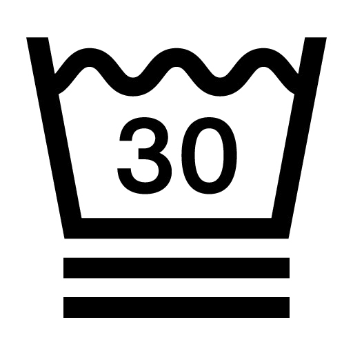 洗濯マーク_たらいの下に二重下線があり、30の数字が記載されている
