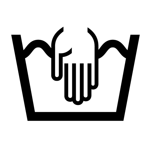 洗濯マーク_たらいに、手のイラストが記載されている