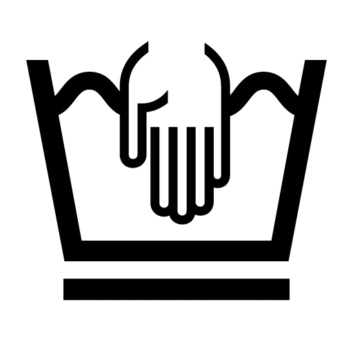 洗濯マーク_たらいにの下に下線があり、手のイラストが記載されている