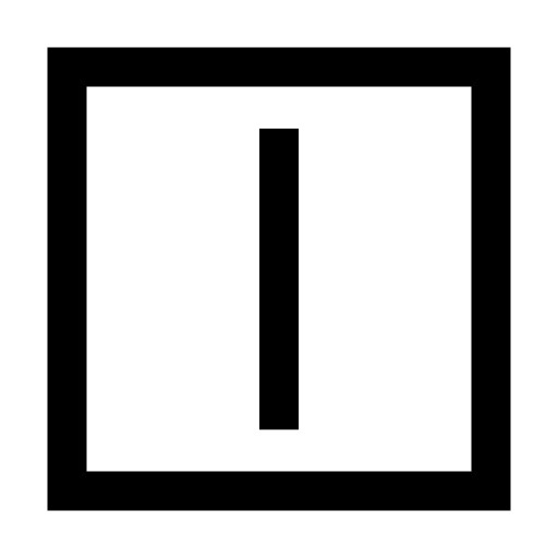 洗濯マーク_正方形の枠のなかに、縦棒が一本記載されている