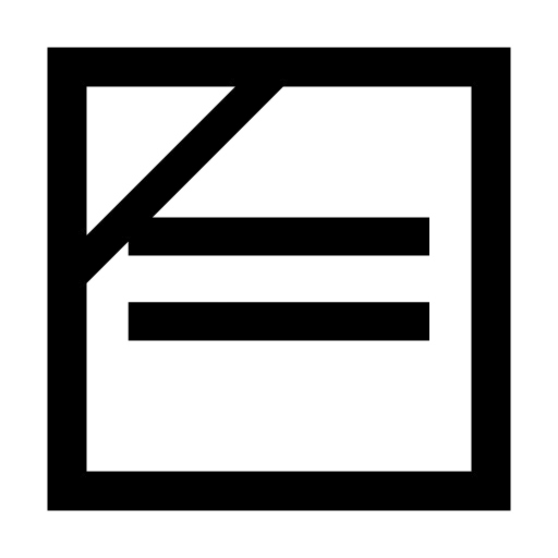 洗濯マーク_正方形の枠のなかに、横棒が二本、左上に斜めの線が記載されている