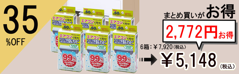 エアコン用アロマDE防カビ（レモンミントの香り）6個セット